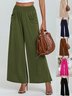 Women Plain Long Elastic Waist Pants Casual Spring/Fall Trousers
