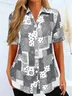 Women Paisley Short Sleeve Shirt Summer Printing Shirt Collar Daily Casual Top