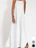Women Plain Sleeveless Summer Split Joint Dress Crew Neck Daily Vintage Maxi Tank A-Line Dress