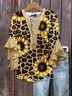 Women Leopard Half Sleeve Shirt Summer Printing V Neck Daily Casual Top