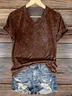 Women Floral Short Sleeve Tee T-shirt V Neck Printing Casual Summer Graphic Tee Top