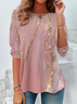 Women Abstract Long Sleeve Tee T-shirt Crew Neck Printing Casual Spring/Fall Graphic Tee Top