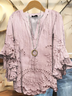 Women Floral Half Sleeve Shirt Summer Printing V Neck Daily Casual Top