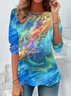 Women Abstract Long Sleeve Tee T-shirt Crew Neck Printing Casual Spring/Fall Tunic Top