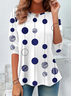 Women Polka Dots Long Sleeve Tee T-shirt Crew Neck Printing Casual Spring/Fall Tunic Top