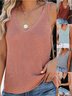 Women Sleeveless Tank Top Camisole Summer Plain Split Joint V Neck Daily Simple Top