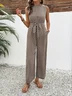 Women Geometric Crew Neck Sleeveless Vintage Summer Jumpsuit