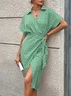 Women Geometric Short Sleeve Summer Printing Dress V Neck Daily Vintage Midi Tank A-Line Dress
