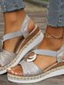New Wedge Heel Sandals For Women Metal Buckle Hemp Rope Wedge Heel Light Bottom Thick Bottom Fish Mouth Pine Root Sandals
