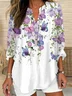 Women Floral Long Sleeve Blouse Spring/Fall Printing V Neck Daily Casual Top