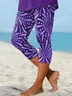 Women Abstract Capris Elastic Waist Pants Casual Summer Trousers