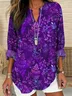Women Floral Long Sleeve Blouse Spring/Fall Printing V Neck Daily Casual Top
