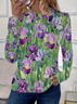 Women Floral Long Sleeve Tee T-shirt Crew Neck Printing Casual Spring/Fall Graphic Tee Top