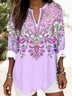 Women Floral Long Sleeve Blouse Spring/Fall Printing V Neck Daily Casual Top