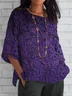 Women Floral Half Sleeve Tee T-shirt Crew Neck Casual Summer Top
