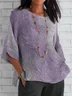 Women Floral Half Sleeve Tee T-shirt Crew Neck Casual Summer Top