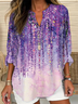 Women Abstract Long Sleeve Blouse Spring/Fall Printing V Neck Daily Casual Top