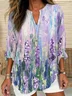 Women Floral Long Sleeve Blouse Spring/Fall Printing V Neck Daily Casual Top