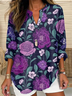 Women Floral Long Sleeve Blouse Spring/Fall Printing V Neck Daily Casual Top