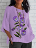 Women Floral Half Sleeve Tee T-shirt Crew Neck Casual Summer Top
