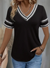 Women Geometric Short Sleeve Tee T-shirt V Neck Printing Casual Summer Graphic Tee Top