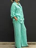 Women Plain Adjustable Strap Two-Piece Set Daily Long Sleeve Casual Spring/Fall Top With Pants Matching Set