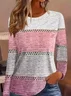 Women Striped Long Sleeve Tee T-shirt Crew Neck Printing Casual Spring/Fall Graphic Tee Top