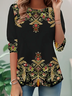 Women Floral Long Sleeve Tee T-shirt Crew Neck Printing Casual Spring/Fall Tunic Top