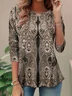 Women Abstract Long Sleeve Tee T-shirt Crew Neck Printing Casual Spring/Fall Tunic Top
