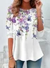Women Floral Long Sleeve Tee T-shirt Crew Neck Printing Casual Spring/Fall Tunic Top
