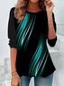Women Abstract Long Sleeve Tee T-shirt Crew Neck Printing Casual Spring/Fall Tunic Top