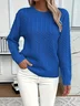 Women Plain Spring/Fall Casual Long Sleeve Crew Neck Cotton Sweater