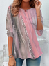 Women Abstract Long Sleeve Tee T-shirt Crew Neck Printing Casual Spring/Fall Tunic Top