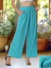 Women Plain Long Elastic Waist Pants Casual Spring/Fall Trousers