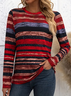 Women Striped Long Sleeve Tee T-shirt Crew Neck Printing Casual Spring/Fall Graphic Tee Top