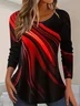 Women Abstract Long Sleeve Tee T-shirt Crew Neck Printing Casual Spring/Fall Graphic Tee Top