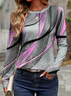 Women Abstract Long Sleeve Tee T-shirt Crew Neck Printing Casual Spring/Fall Graphic Tee Top