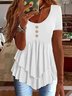 Women Plain Short Sleeve Tee T-shirt Crew Neck Casual Summer Top