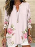 Women Floral Long Sleeve Blouse Spring/Fall Printing V Neck Daily Casual Top