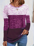 Women Multicolor Block Long Sleeve Tee T-shirt Crew Neck Printing Casual Spring/Fall Graphic Tee Top