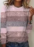 Women Abstract Stripes Long Sleeve Tee T-shirt Crew Neck Printing Casual Spring/Fall Graphic Tee Top