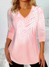 Women Abstract Long Sleeve Tee T-shirt V Neck Printing Casual Spring/Fall Graphic Tee Top