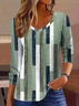 Women Geometric Long Sleeve Tee T-shirt V Neck Printing Casual Spring/Fall Graphic Tee Top