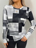 Women Abstract Long Sleeve Tee T-shirt Crew Neck Printing Casual Spring/Fall Graphic Tee Top