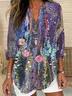 Women Floral Long Sleeve Blouse Spring/Fall Printing V Neck Daily Casual Top