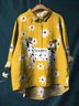 Women Polka Dots Long Sleeve Shirt Spring/Fall Printing Shawl Collar Daily Vintage Top