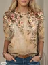 Women Floral Long Sleeve Tee T-shirt Crew Neck Printing Casual Spring/Fall Graphic Tee Top