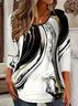 Women Abstract Long Sleeve Tee T-shirt Crew Neck Printing Casual Spring/Fall Graphic Tee Top