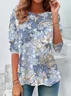 Women Floral Long Sleeve Tee T-shirt Crew Neck Printing Casual Spring/Fall Graphic Tee Top
