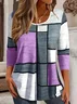 Women Plaid Long Sleeve Tee T-shirt Crew Neck Printing Casual Spring/Fall Graphic Tee Top